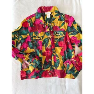 Cynthia Rowley Women's Floral Linen Blend Cropped Jacket Size S